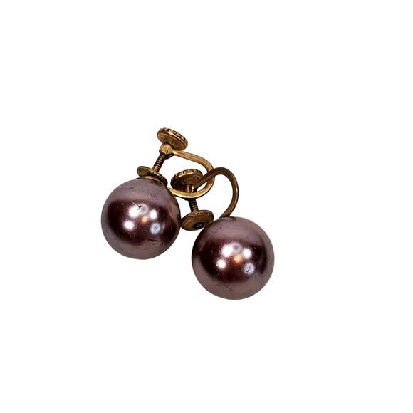 Pink Ball Screw Back Earrings - Picture 2 of 3